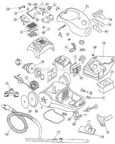 Part Location Diagram of RO-RY2145 Dirt Devil Swivel Wheel & Support